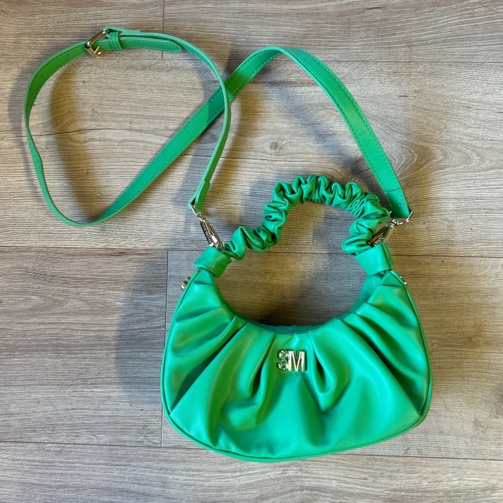 Steve Madden Green Ruched Handle Crossbody Bag‎ Crescent Hobo Gold Hardware